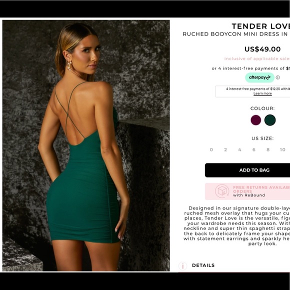 OhPolly Ruched Bodycon Mini Dress in Green - Picture 2 of 3